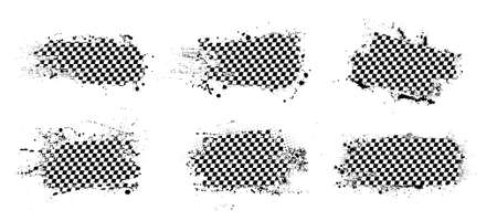 Racing flags set in dirty grunge style with splashesのイラスト素材