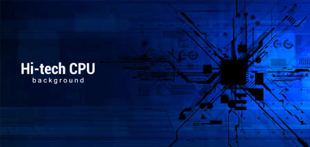 Futuristic abstract banner Cyber Pay with High-tech processor systemのイラスト素材
