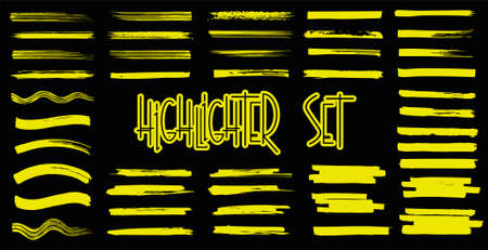 Marker brush lines, Highlighters set. Yellowのイラスト素材