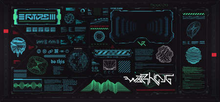 Futuristic cyberpunk HUD elements template setのイラスト素材
