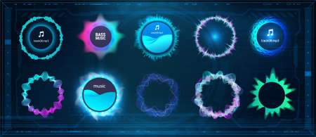 Voice signal wave, circle sound, voice, signal equalizerのイラスト素材