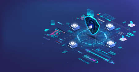The concept of a database system, servers or internal networks Internet protection. Cybersecurityのイラスト素材