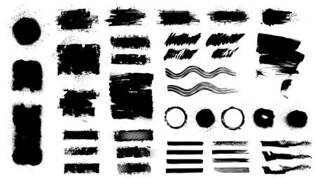 Ink Paintbrush and Brushstroke texture template.のイラスト素材