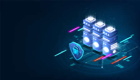 Cyber security concept, databases, big data, internet server, cloud storage and virtual networksのイラスト素材