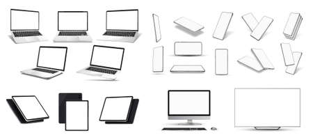 Mock-ups gadgets set. Realistic Smartphone set and gadgetsのイラスト素材