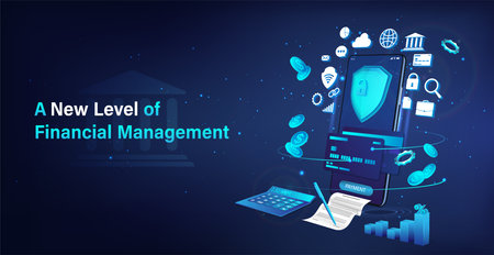 3D Online Banking Mobile Application. Financial managementのイラスト素材