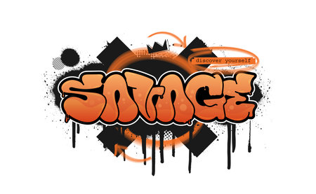 Orange phrase - savage in graffiti style with paint splatterのイラスト素材