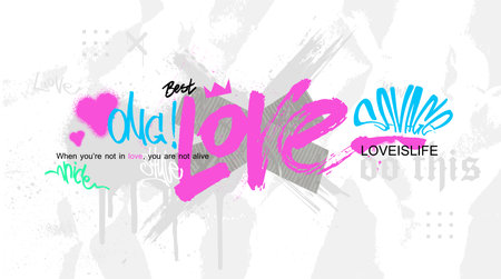 Lettering graffiti art - love with motivation slogan for typography, merch, t-shirtのイラスト素材