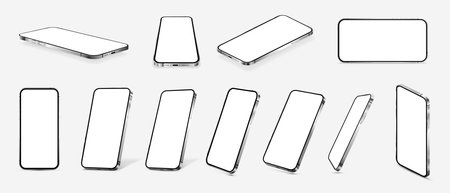 Realistic 3D Mobile phone devices mockups for presentation UI, UX, KITのイラスト素材