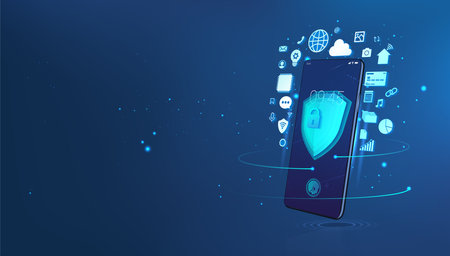 The concept of full protection of the mobile phone from personal data leakageのイラスト素材