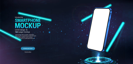 Hologram 3D futuristic mobile phone with blank screenのイラスト素材