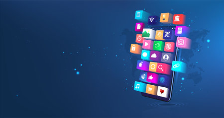 User Interface and more Applications on Mobile Phoneのイラスト素材