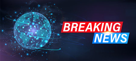 Dynamic Breaking News background with 3D globe hologramのイラスト素材