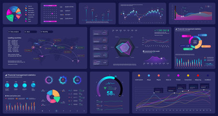 Beautiful mockup dashboard with gradient UI, UX, KIT elementsのイラスト素材