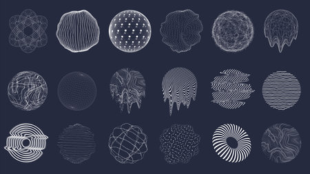 3D shapes and spheres for education, design, scince visualizationのイラスト素材