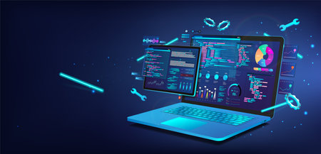 Software with UI design and development for different devicesのイラスト素材