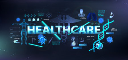 High tech medicine banner. Healthcare concept. Hi-techのイラスト素材