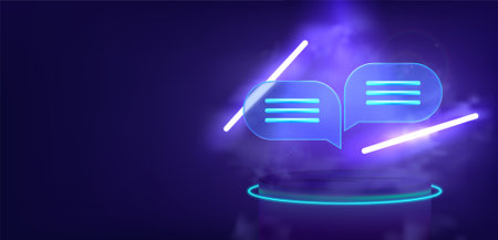 Two dialogue bubbles in futuristic glassmorphism styleのイラスト素材