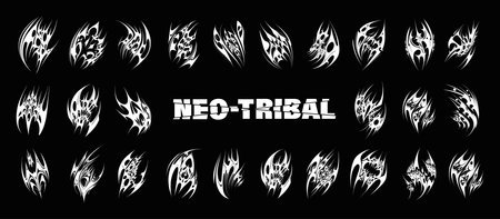 Neo tribal shapes. Y2k trend, gothic abstract elementsのイラスト素材