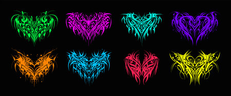 Neo tribal abstract elements, Reimagining old studded tattoosのイラスト素材