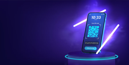 Scan QR code in smartphone for pay. Concept following a linkのイラスト素材