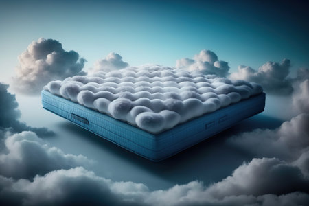 Mattress. Orthopedic mattress. White, soft as a cloud. Generative AIの素材