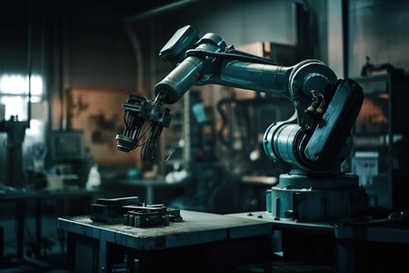 Automated robotic arm. Generative AIの素材