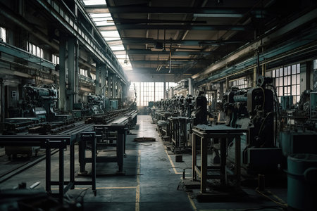Assembly line at the factory. Generative AIの素材