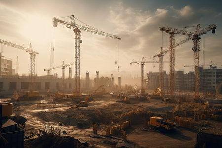 The beginning of the construction of the facility. Generative AIの素材