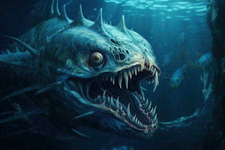 Fantastic big monster fish. Generative AIの素材