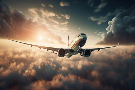 Airliner in the airspace. Generative AIの素材