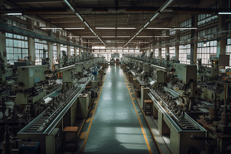 Factory. A workshop. The assembly line in the factory. Generative AIの素材