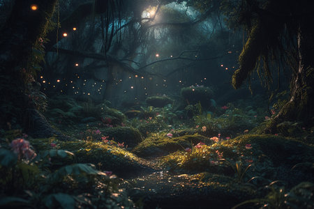 Fantastic forest from fairy tales. Generative AIの素材