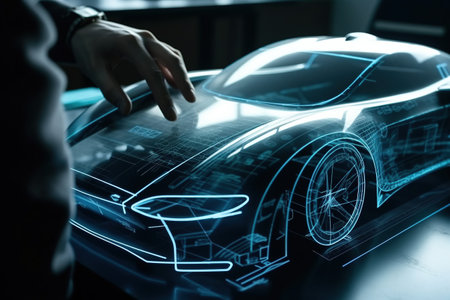 Development of a modern innovative high-tech electric vehicle. Generative AIの素材