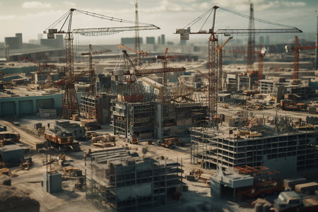 The beginning of the construction of the facility. Generative AIの素材