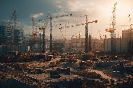The beginning of the construction of the facility. Generative AIの素材