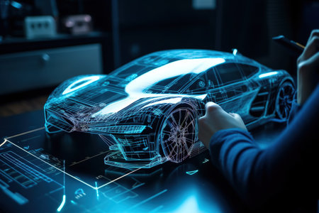 Development of a modern innovative electric vehicle with sustainable standards. Generative AIの素材