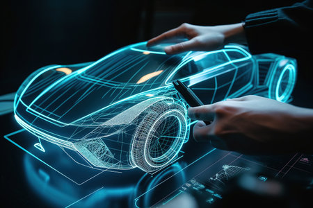 Development of a modern innovative electric vehicle with sustainable standards. Generative AIの素材