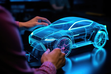 Development of a modern innovative electric vehicle that meets environmental standards. Car design using future technologies. Aerodynamic testingの素材