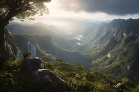 Mountain valley green landscapeの素材