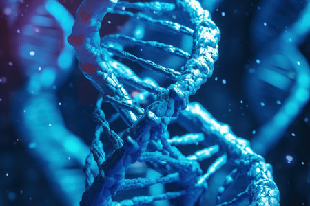 Blue DNA molecule. Medicine genetic health concept. Technological scienceの素材