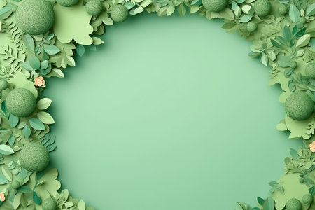 Green world paper cut style with copy space on green backgroundÑ Greenery, leavesの素材