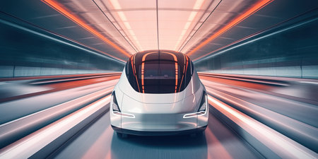 Futuristic high speed train. Future technologies. Front viewの素材
