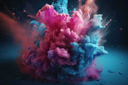 Freeze movement of colored powder explosion of pink and blue powderの素材