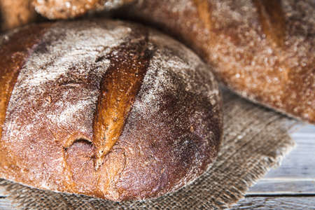 food. bread on a wooden backgroundの写真素材