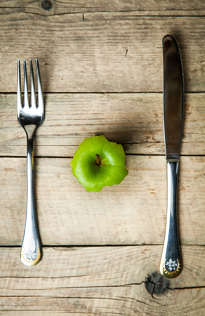 Apple and centimeter. Sport healthy food.の写真素材