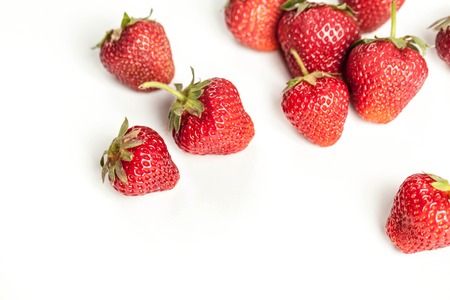 fresh organic strawberry over white background. fruitの写真素材