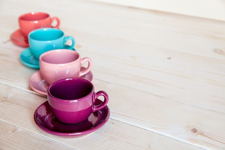 Set of colorful cupsの写真素材
