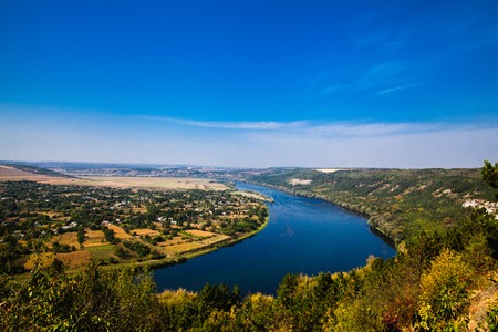 Nature, beautiful river that runs through townの写真素材