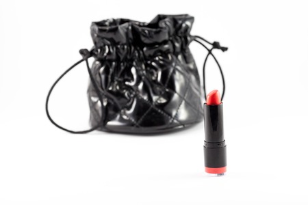 Red lipstick isolated on white backgroundの写真素材